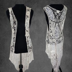 Crochet sleeveless Cottagecore cardigan